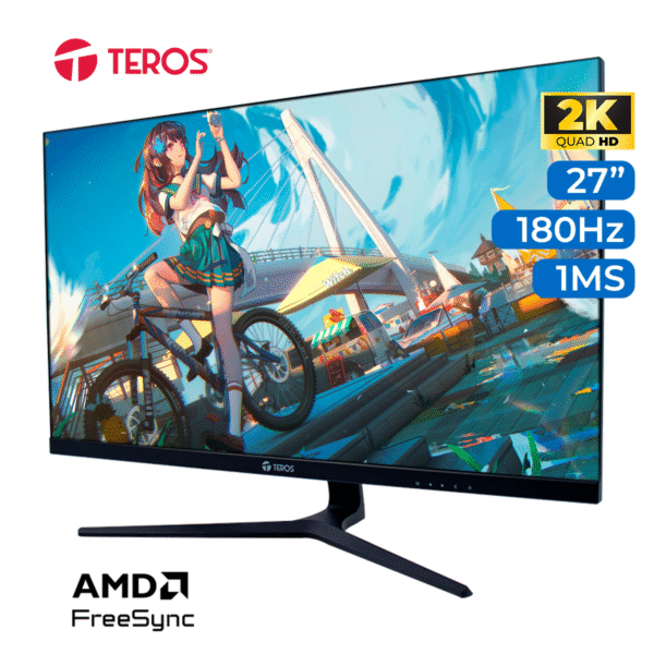MONITOR PLANO GAMING TEROS TE-2769G, 27” QHD 2560x1440, BRILLO 250CD/M2, 1MS, 180Hz
