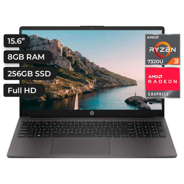 LAPTOP HP 255 G10, AMD RYZEN 3 7320U, 8GB DDR5, SSD 256GB, AMD Radeon 610M, 15.6"