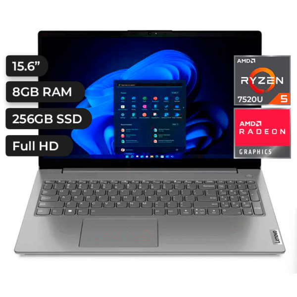 LAPTOP LENOVO V15 G4 AMN, AMD RYZEN 5 7520U, 8GB DDR5, SSD 256GB, AMD RADEON GRAPHICS, 15.6"