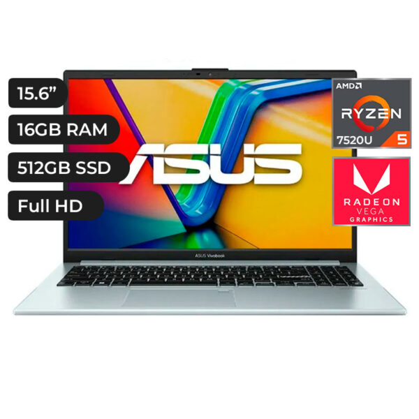 LAPTOP ASUS VIVOBOOK E1504FA-NJ545 ,RYZEN 5 7520U ,16GB DDR5 ,512GB NVMe ,15.6 P ESPAÑOL ,VEGA GRAPHICS
