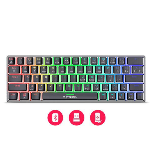 TECLADO,GAMER MECANICO, CYBERTEL COMMANDER 3 CBX K1013-3M RGB ,BT, WIFI