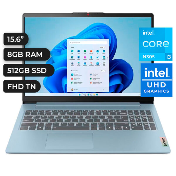 LAPTOP LENOVO IDEAPAD SLIM 3 15IAN8 15.6" FHD TN Core i3-N305 1.8/3.8GHz 8GB LPDDR5-4800, SSD 512GB