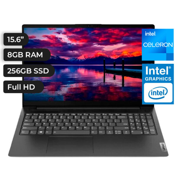 LAPTOP LENOVO V15 ,CELERON ,8GB DDR4 ,256GB NVMe ,15.6 FHD ,INTEL GRAPHICS