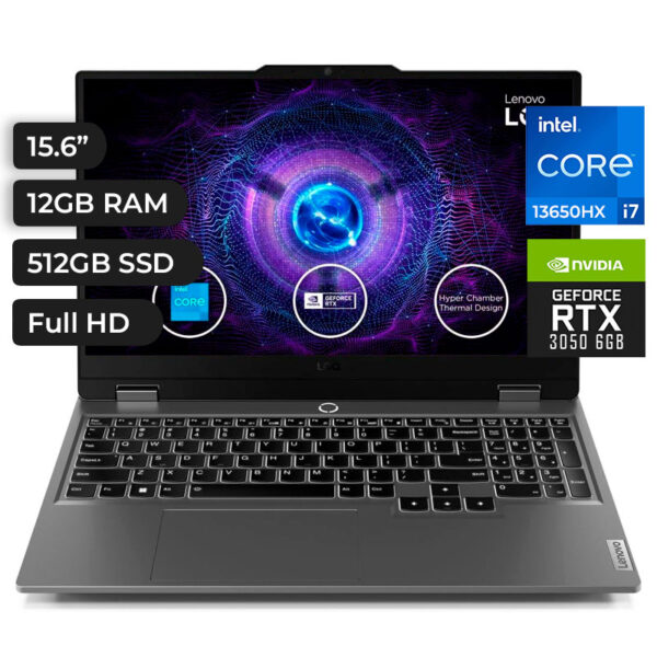 LAPTOP LENOVO LOQ ,CORE i7 13650HX ,12GB ,512GB NVMe ,15.6 FHD, RTX 3050 6GB