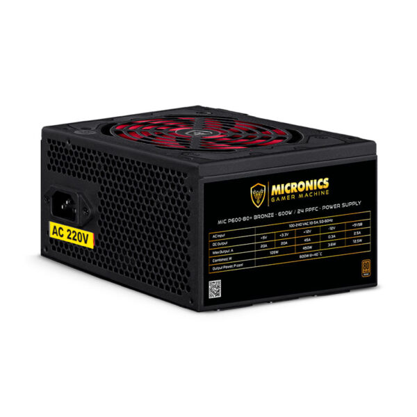 FUENTE DE PODER MICRONICS P600-80 600W 80 PLUS BRONCE ATX