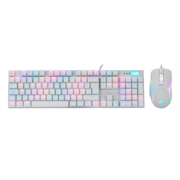KIT GAMER, HALION, TECLADO MECANICO + MOUSE GAMER DAMOND HA-863C WHITE SWITCH RED RGB