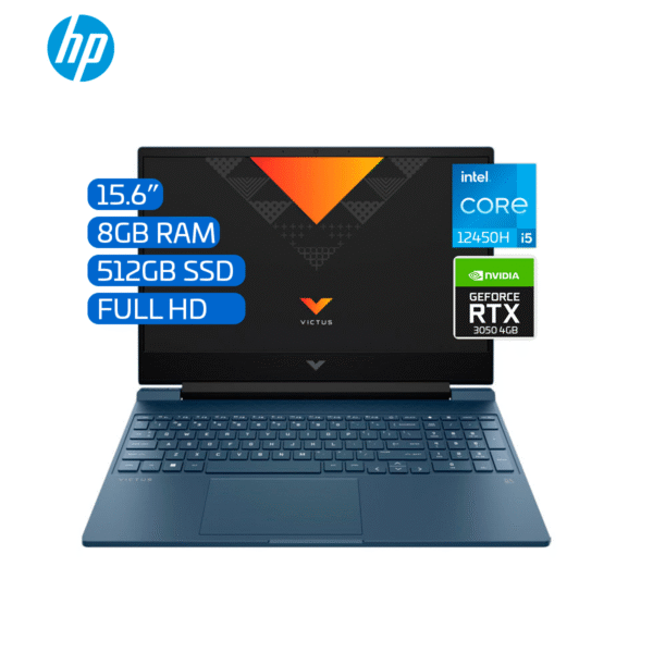 LAPTOP HP ENG VICTUS CORE i5 12450H 15-FA0033DX 8GB DDR4 512GB NVMe 15.6P FHD RTX 3050 4GB 4 CELDAS