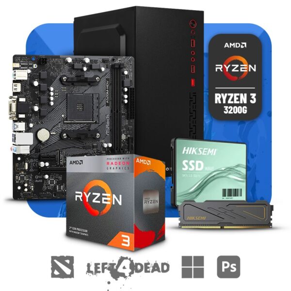 PC PARA OFICINA AMD RYZEN 3 3200G, RAM 8GB DDR4 3200MHZ, SATA 256GB, CASE ENKORE ULTRA ENC 1001 230W