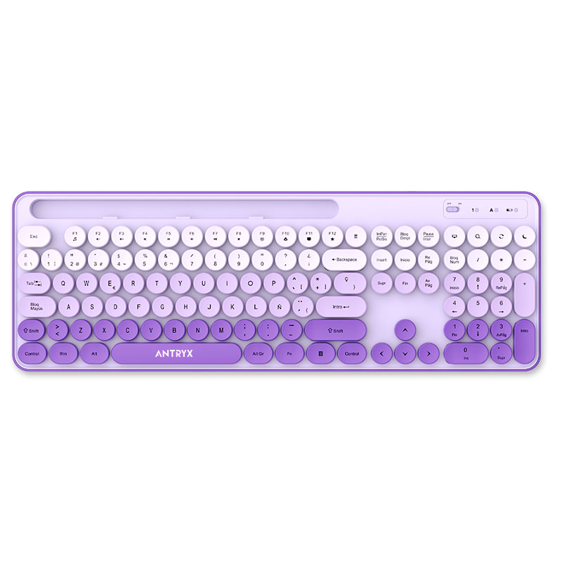 KIT WIRELESS TECLADO + MOUSE ANTRYX WS-970 PURPLE HOLDER SLOT - Imagen 4