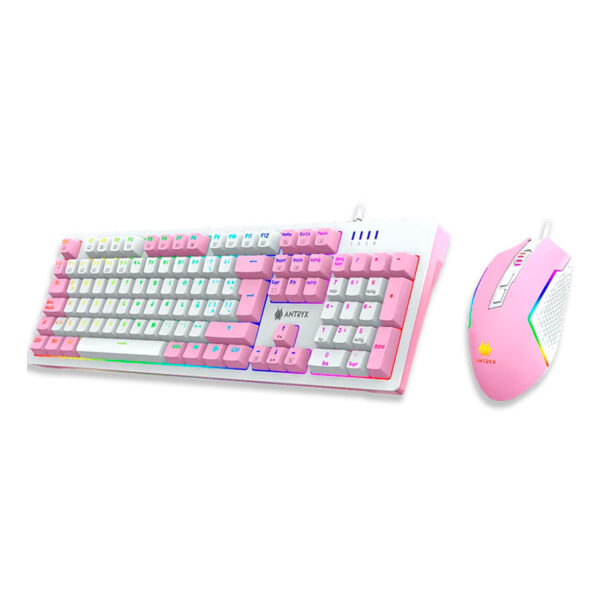 KIT GAMING TECLADO MECANICO + MOUSE ANTRYX GC-5400 PINK, BLUE SWITCH - Imagen 2