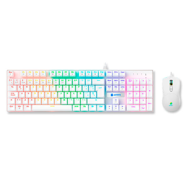 KIT GAMING TECLADO MECANICO + MOUSE ANTRYX GC-3100 WHITE, RED SWITCH