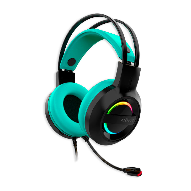AUDIFONO MICROFONO ANTRYX IRIS-K TURQUOISE 7.1 VIRTUAL, USB - Imagen 2
