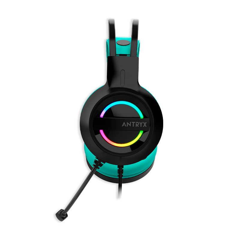 AUDIFONO MICROFONO ANTRYX IRIS-K TURQUOISE 7.1 VIRTUAL, USB - Imagen 3
