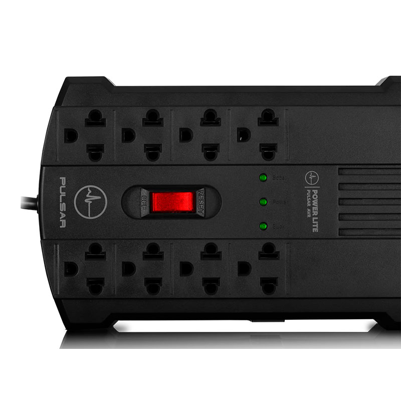 ESTABILIZADOR POWER LITE PULSAR AVR PLI1200 1200VA/600W 8 SALIDAS 4AVR+4 PROTECT - Imagen 2