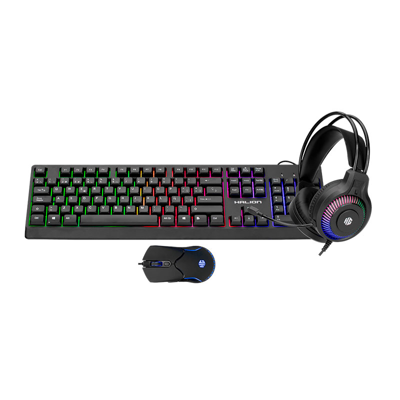 COMBO GAMER HALION HA-K430C LOTUS TECLADO + MOUSE + PAD + AUDFIONO + PAD
