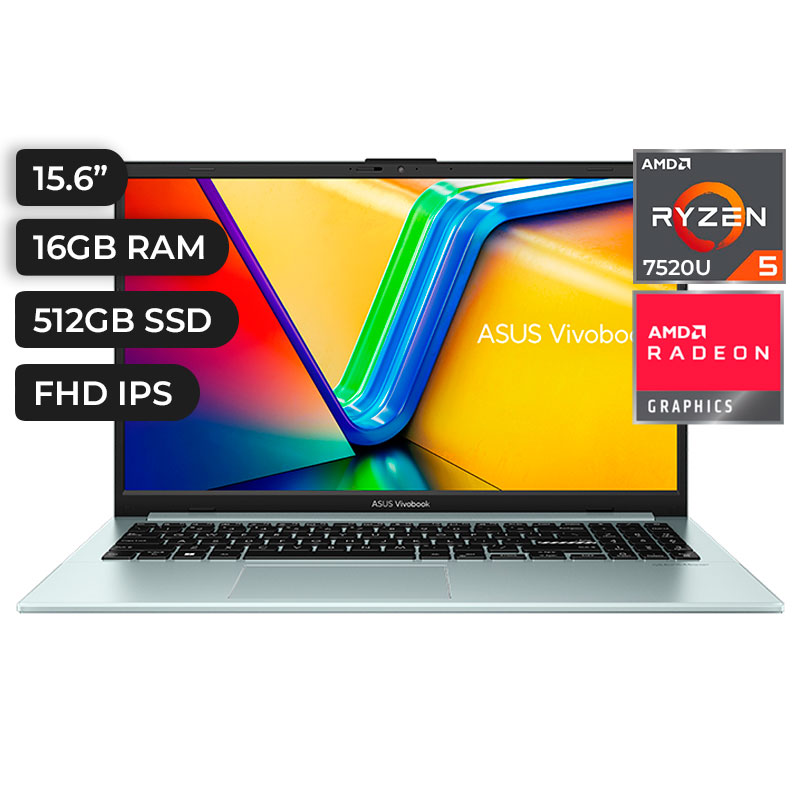 LAPTOP ASUS E1504FA-BQ547, 15.6" FHD LED IPS, AMD Ryzen 5 7520U 2.8/4.3GHz, 16GB LPDDR5