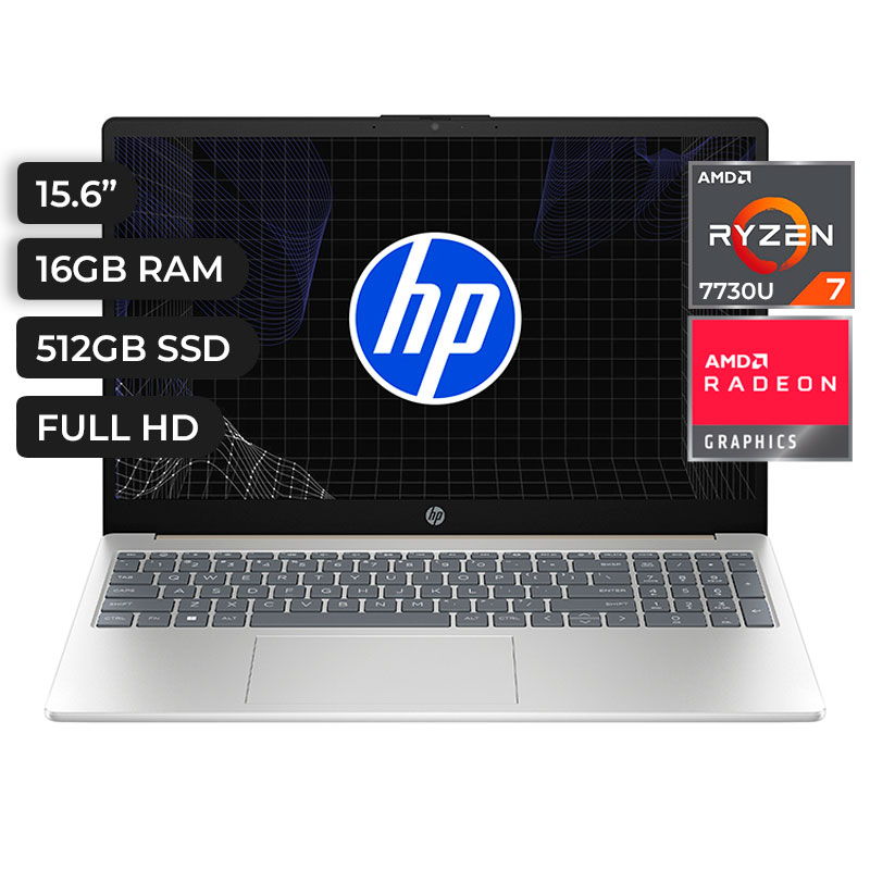 LAPTOP HP 15-fc0275la, 15.6" FHD, AMD Ryzen 7 7730U 2.0 / 4.5GHz, 16GB DDR4-3200MHz