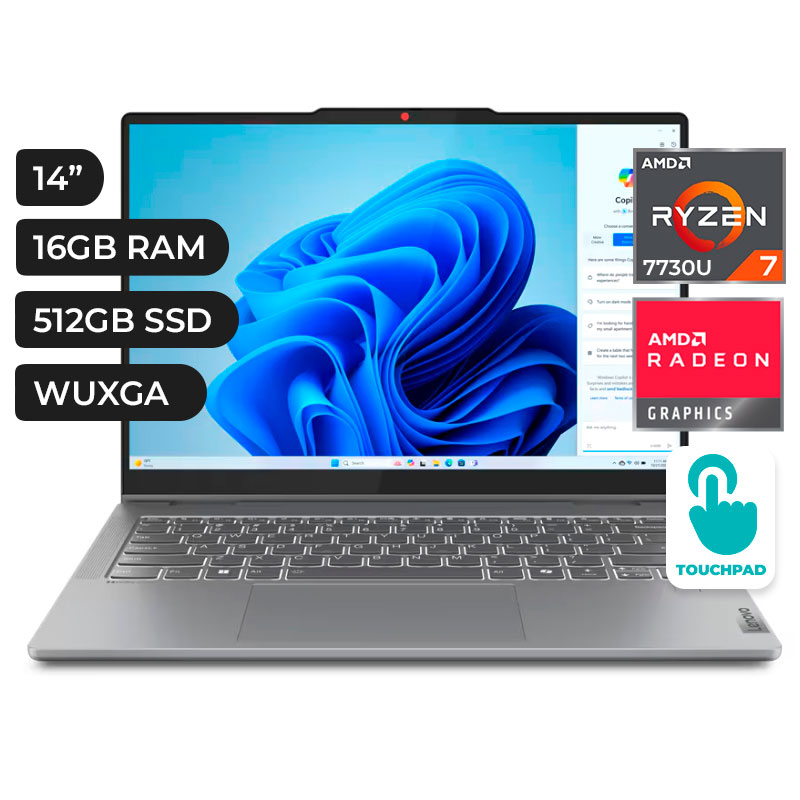 LENOVO IDEAPAD 5 2EN1 14AHP9, AMD RYZEN 7-8845HS, RAM 16GB DDR5, SSD 512GB, AMD RADEON 780M, PANT. 14" WUXGA IPS TACTIL, ESPAÑOL, 3 CELDAS, FREEDOS, COLOR LUNA GREY + LAPIZ ORIGINAL