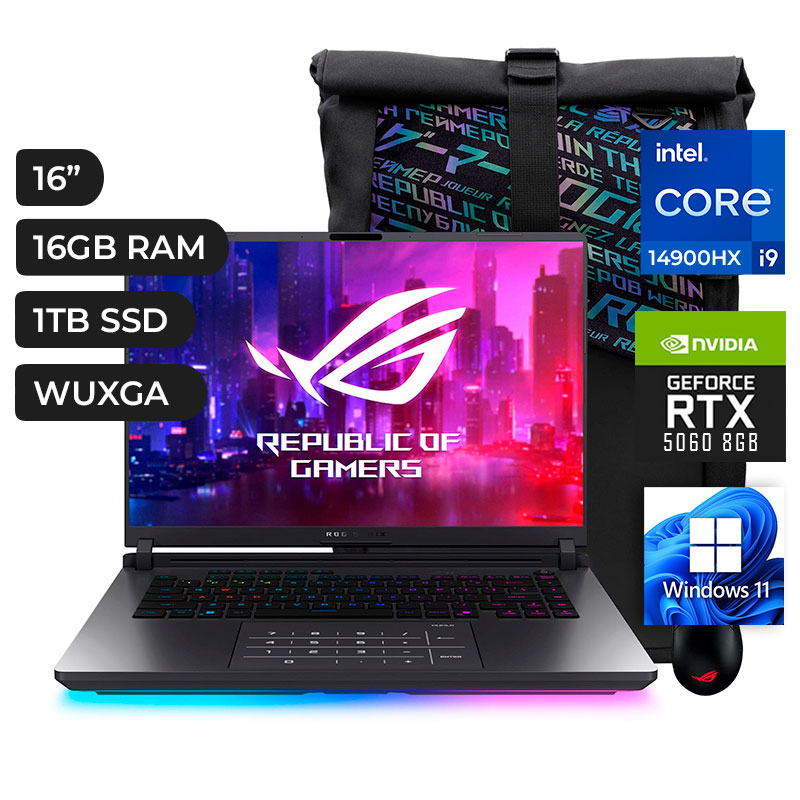LAPTOP ,ASUS ESP,ROG STRIX G16 ,G615JMR-RV017W CORE i9 14900HX,16GB ,1TB NVMe ,16P FHD ,RTX 5060 8GB, 165HZ ,WIN11 MOCHILA