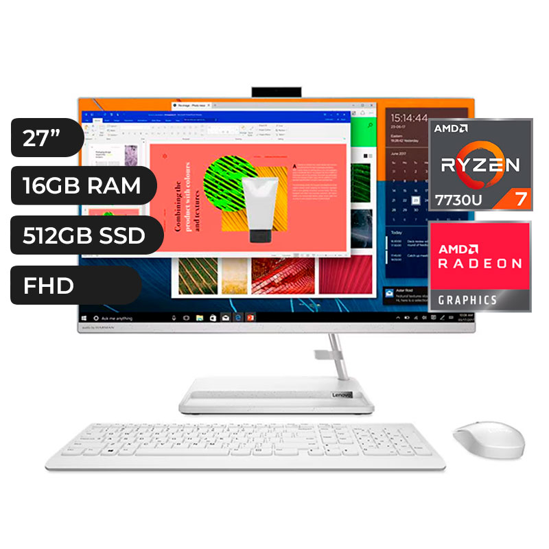 All-in-One Lenovo IdeaCentre 3 27ALC6 27" FHD IPS Ryzen 7 7730U 2.0/4.5GHz 16GB DDR4-3200