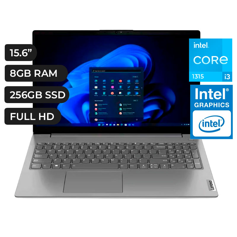 LAPTOP LENOVO V15 G4 IRU INTEL I3 1315, RAM 8GB DDR5, SSD 256GB, PANTALLA 15.6P FULL HD, 2 CELDAS, FREEDOS, COLOR IRON GREY