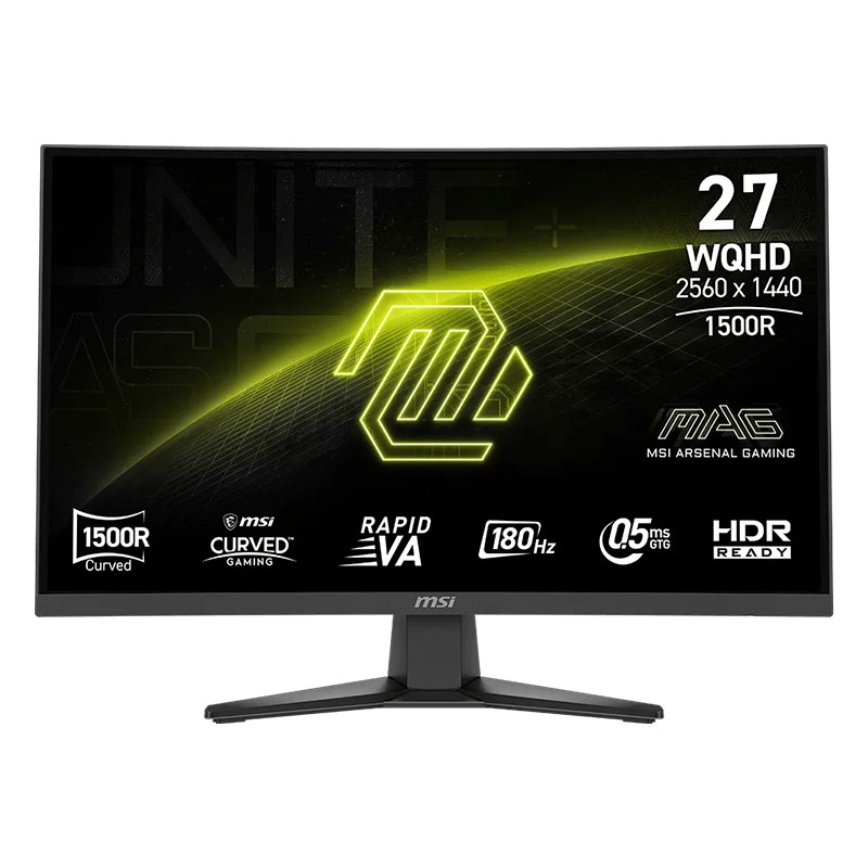 MONITOR CURVO MSI MAG 275CQF E18, 27" WQHD RAPID VA, 180HZ, 0.5MS, HDMI X2/DP X1/HEADPHONE-OUT X1