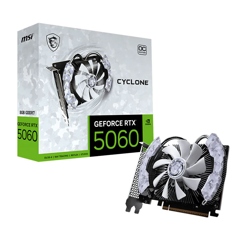 Tarjeta de video MSI GeForce RTX 5060 8G CYCLONE OC, 8 GB GDDR7, PCIe 5.0