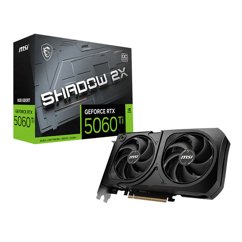 Tarjeta de video MSI GeForce RTX 5060 Ti 8G SHADOW 2X OC PLUS, 8 GB GDDR7, PCIe Gen 5.0