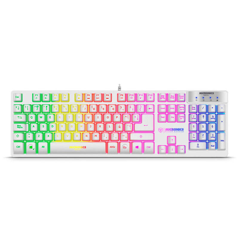 NEON WHITE MIC K709W TECLADO GAMER USB RGB MICRONICS