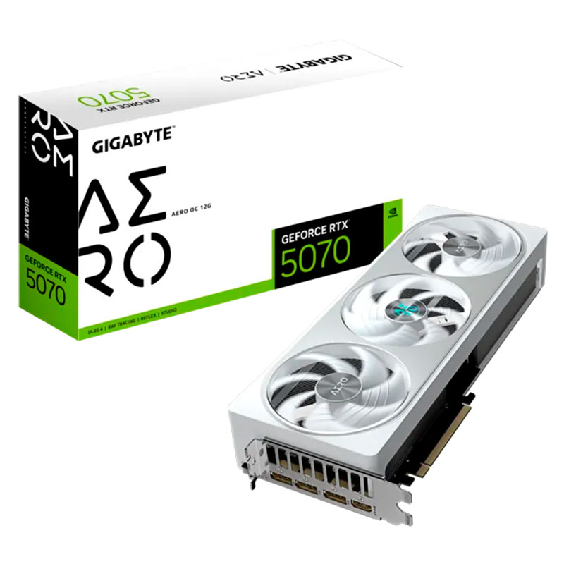 Tarjeta de video GIGABYTE GeForce RTX 5070 AERO OC 12G, 12 GB GDDR7, PCIe Gen 5.0